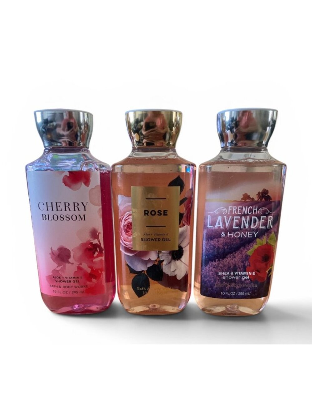 Bath & Body Works Lot of 3 Shower Gels NEW Cherry Blossom, Rose & French Lavende